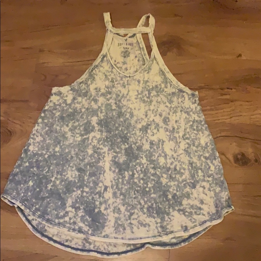 Blue and white tie dye tank